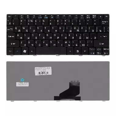 Клавиатура Acer Aspire One 532, 522, D255, D260. Плоский Enter. Черная, без рамки. PN: 90.4GS07.C0R