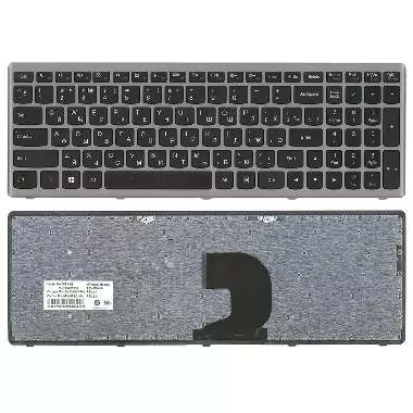 Клавиатура Lenovo Ideapad P500, Z500, Z500A, Z500G, Z500T. Плоский Enter. Черная, с серой рамкой. PN